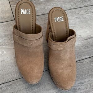 PAIGE Women's Tan Suede Mule Clogs New size 7.5